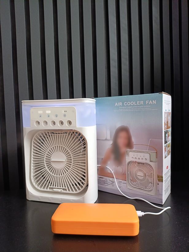 پنکه رومیزی کولر کوچک چندکاره مدل Air Cooler Fan با مهپاش و تولید بخار سرد ۳ حالته و ۵ حالته – خنککننده و مرطوبکننده هوا