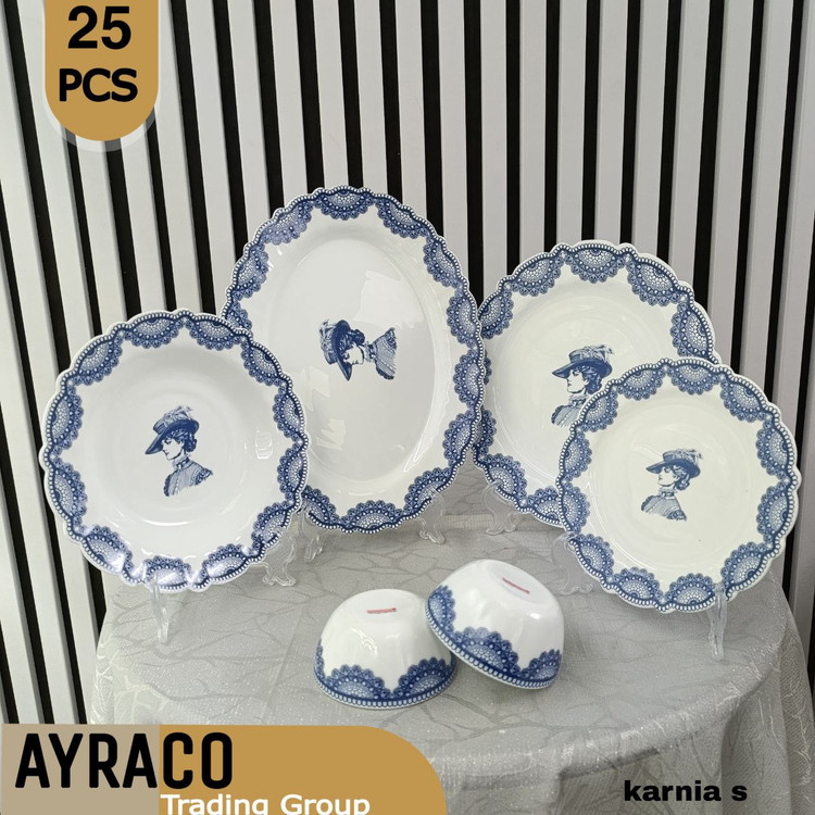 سرویس آکروپال 25 پارچه کارنیا سرمهای | سرویس غذاخوری شیک، مدرن و بادوام