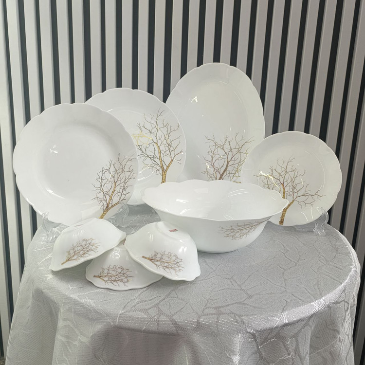 سرویس ۲۶ پارچه درخت طلای نیلوفری برند دینو | سرویس غذاخوری شیک، مدرن و بادوام