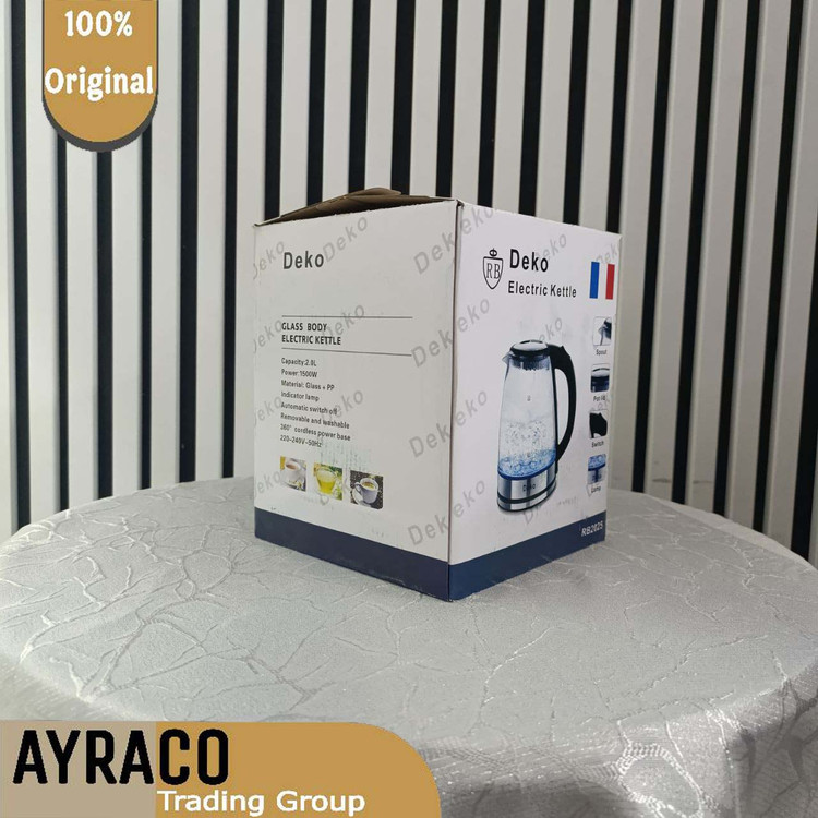 کتری برقی برند دکو بدنه شیشهای مدل RB2025 | کتری برقی شیک، سریع و کاربردی