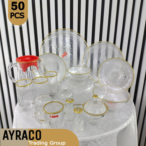 سرویس 50 پارچه سولو لب طلا برند نوری تازه | سرویس غذاخوری لوکس، شیک و بادوام