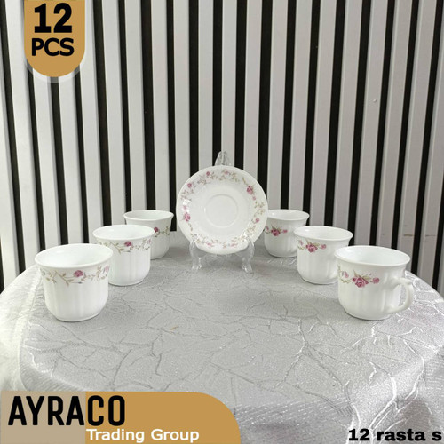 سرویس چایی خوری 12 پارچه رستا صورتی | سرویس شیک و لوکس