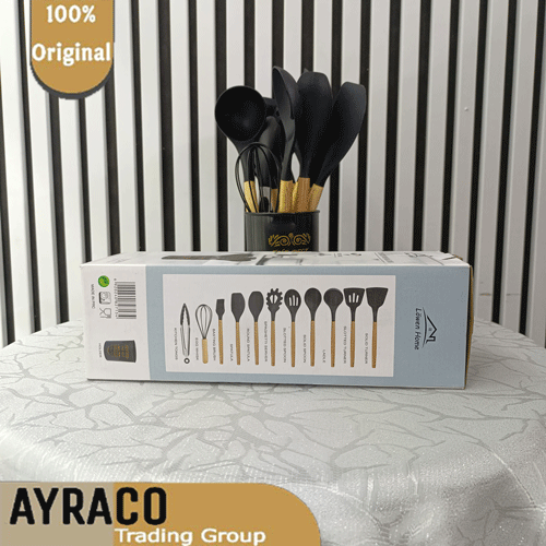 ست 12 پارچه کفگیر و ملاقه سیلیکونی طوسی