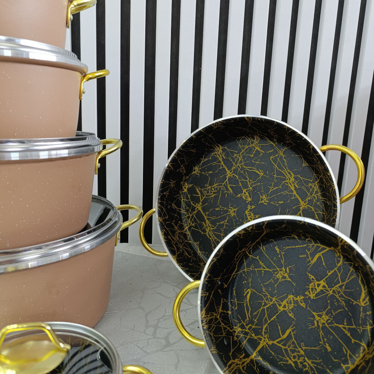 سرویس قابلمه 14 پارچه داخل ماربل زرفام شکلاتی