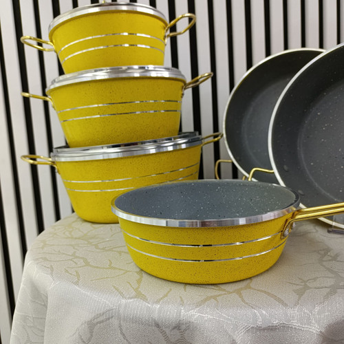 سرویس قابلمه 9 برند گراپ ( Grap ) رنگ لیمویی