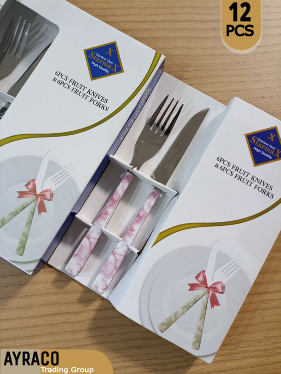 کارد و چنگال طرح ماربل رنگ صورتی کد 207