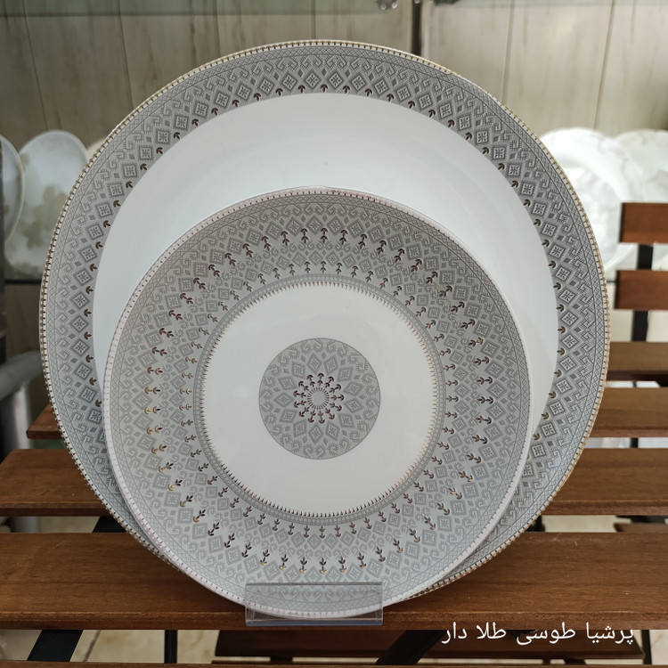 سرویس آرکوپال 26 پارچه طرح پرشیا طوسی قالب گرد برند آیرا اپال (کارخانه مقصود)