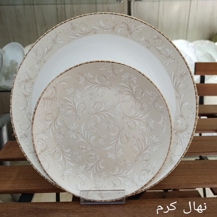 سرویس آرکوپال 26 پارچه طرح نهال کرم قالب گرد برند آیرا اپال (کارخانه مقصود)