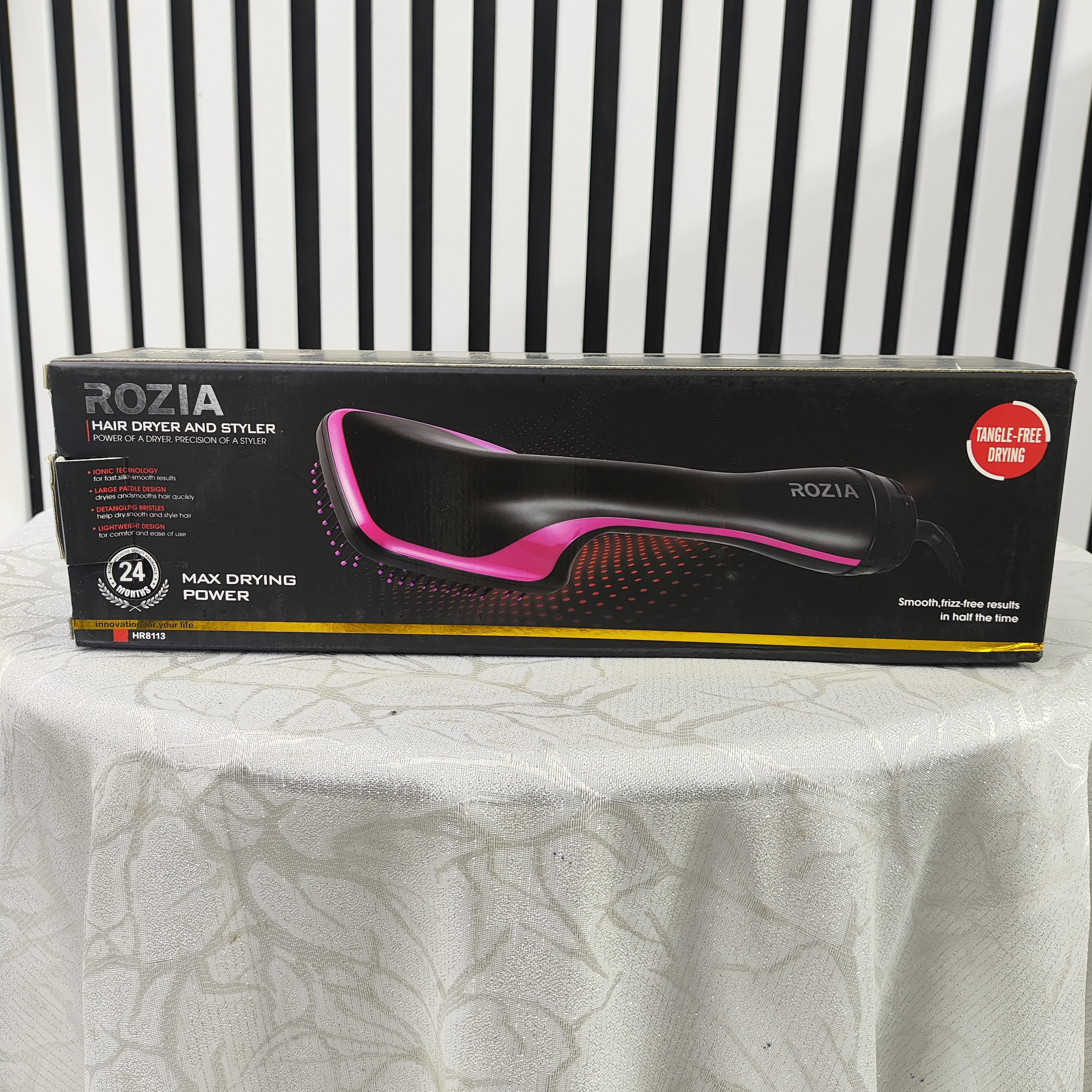 برس برقی و سشوار روزیا مدل 8113 با قابلیت خشک‌کننده ضد گره (Tangle-Free)